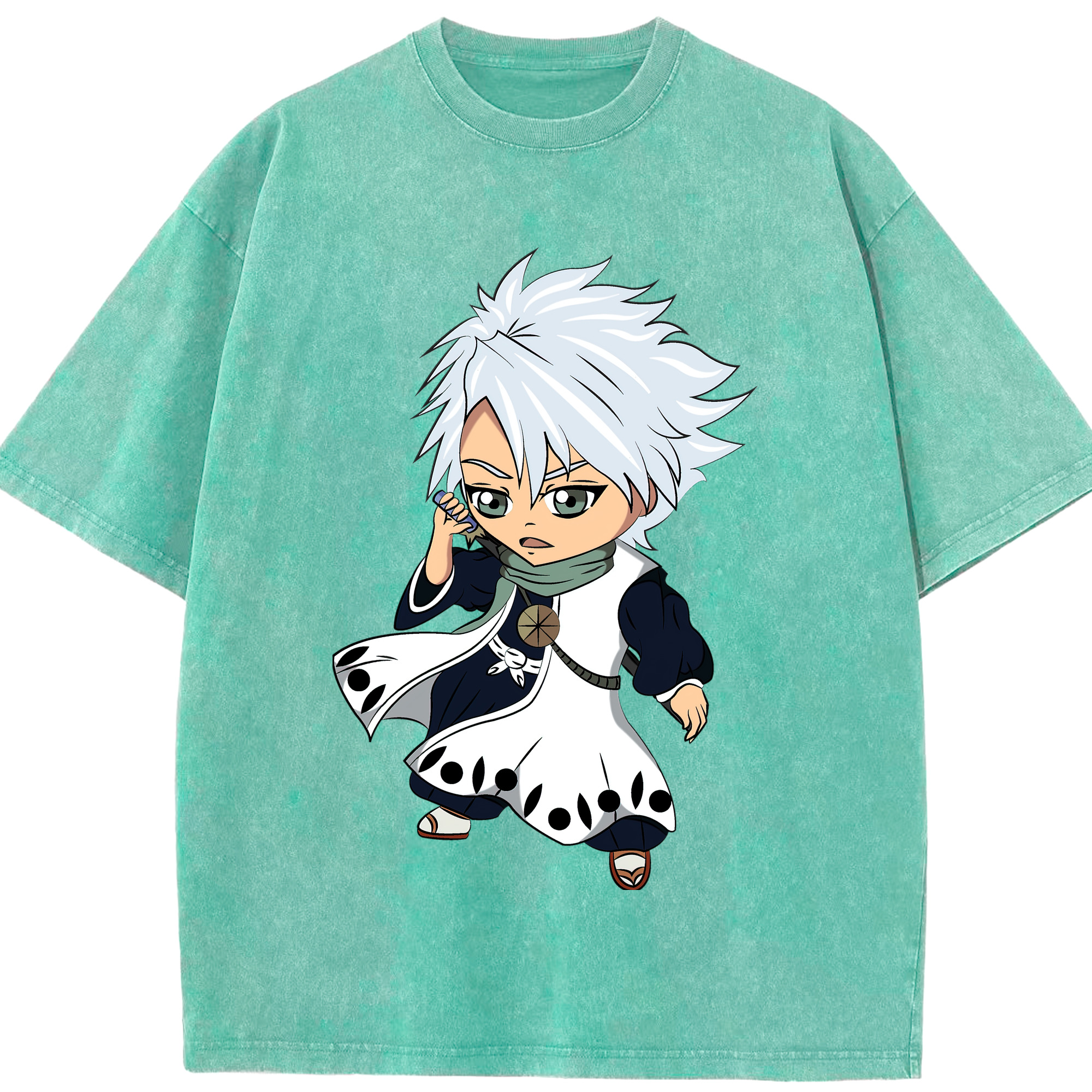（画像用） ブリーチ 日番谷冬獅郎（ひつがや とうしろう） BLEACH Hitsugaya Toushirou 綿100% ヴィンテージ風 半袖Tシャツ（フロントプリント）